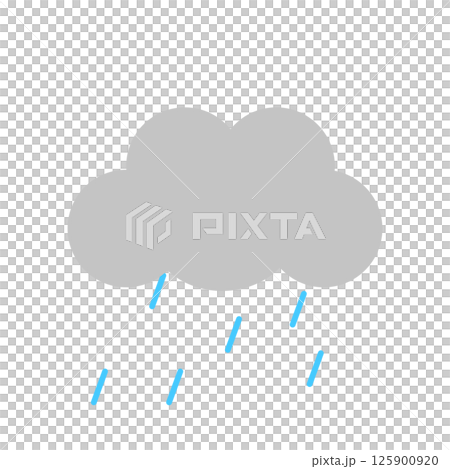 天気　雲と雨降るアイコン　カラー 125900920