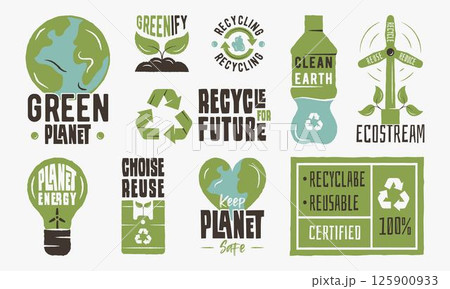 Eco and Recycling Logo Vector Set Eco and Recycling Logo Vector Set 125900933
