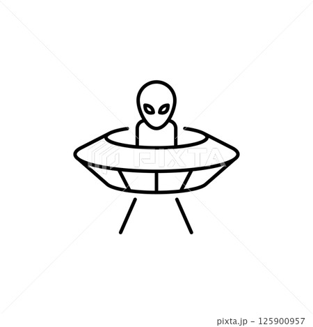 Minimalist Alien in UFO Icon Minimalist Alien in UFO Icon 125900957