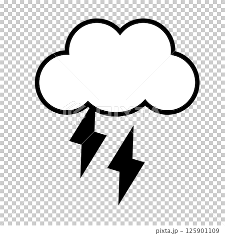 天氣陰天和雷電圖示單色 天氣陰天和雷電圖示單色 125901109