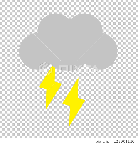 天気　曇りと雷アイコン　カラー 125901110