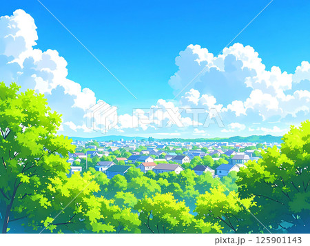 新緑と町並み 新緑と町並み 125901143