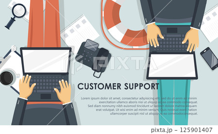 Live support banner. Business customer care service concept. Icon for contact us, support, help, phone call and website click. Flat vector illustration. Live support banner. Business customer care service concept. Icon for contact us, support, help, phone call and website click. Flat vector illustration. 125901407