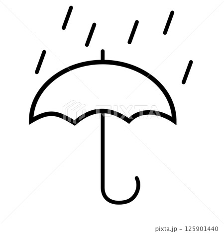 天気　傘と雨アイコン　モノクロ 125901440