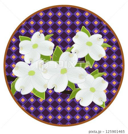 円形背景のついたハナミズキのイラスト 円形背景のついたハナミズキのイラスト 125901465