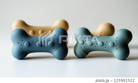 Dog Chew Toy, non-toxic rubber bone toy for dogs on a light background. 125901522