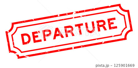 Grunge red departure word rubber seal stamp on white background 125901669