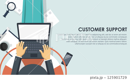 Live support banner. Business customer care service concept. Icon for contact us, support, help, phone call and website click. Flat vector illustration.	 125901729