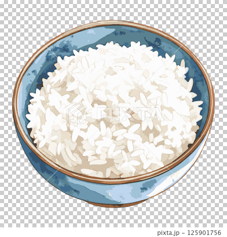 お茶碗に盛られた白米の水彩風イラスト　生成AI 125901756