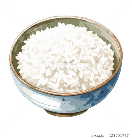 お茶碗に盛られた白米の水彩風イラスト　生成AI 125901757