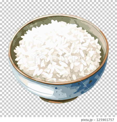 お茶碗に盛られた白米の水彩風イラスト　生成AI 125901757