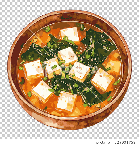 お味噌汁の水彩風イラスト　生成AI 125901758