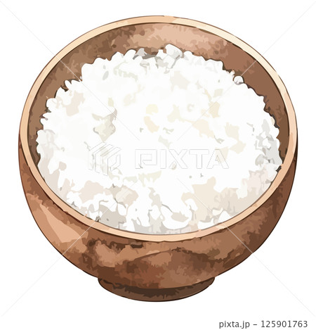 お茶碗に盛られた白米の水彩風イラスト 生成AI お茶碗に盛られた白米の水彩風イラスト 生成AI 125901763