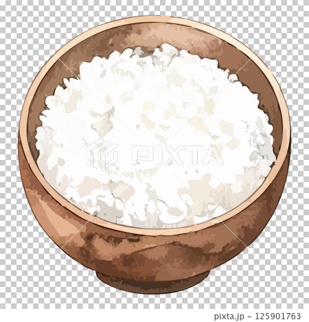 お茶碗に盛られた白米の水彩風イラスト 生成AI お茶碗に盛られた白米の水彩風イラスト 生成AI 125901763