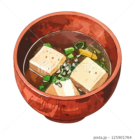 お味噌汁の水彩風イラスト　生成AI 125901764