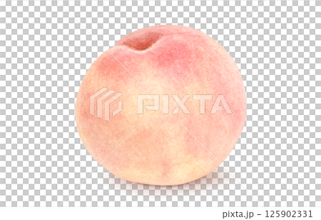 桃子插畫水彩白桃 125902331