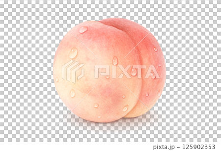 桃子插畫水彩白桃 125902353