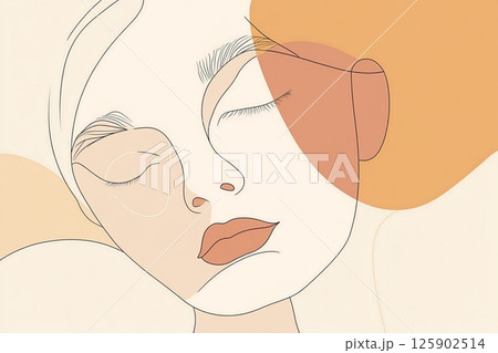Minimalist Abstract Woman Portrait in Soft Warm Tones 125902514