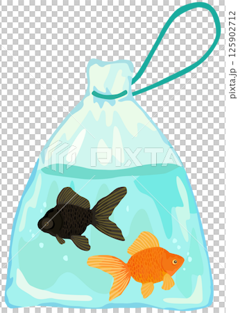 金魚すくい 黒出目金と琉金 ベクター素材 125902712