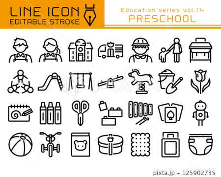 ラインアイコン 教育シリーズvol.14 保育園 幼稚園 ラインアイコン 教育シリーズvol.14 保育園 幼稚園 125902735