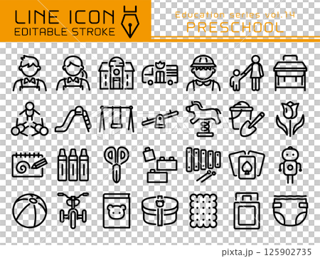 ラインアイコン 教育シリーズvol.14 保育園 幼稚園 ラインアイコン 教育シリーズvol.14 保育園 幼稚園 125902735