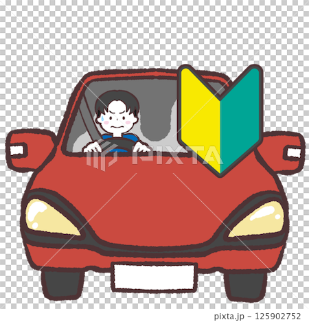 一位緊張的初學者男司機的插圖 一位緊張的初學者男司機的插圖 125902752
