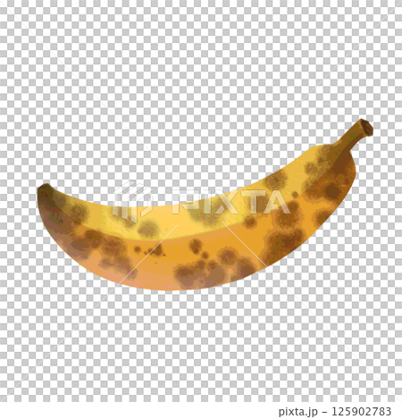 皮に茶色い斑点がある完熟バナナ／果物イラスト素材 125902783
