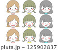 シンプルでかわいい女の子の表情セット 125902837