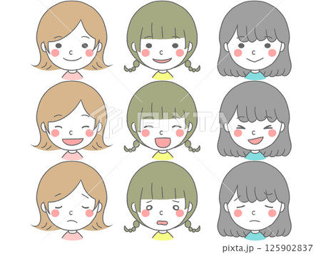シンプルでかわいい女の子の表情セット 125902837