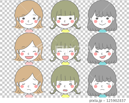 シンプルでかわいい女の子の表情セット 125902837