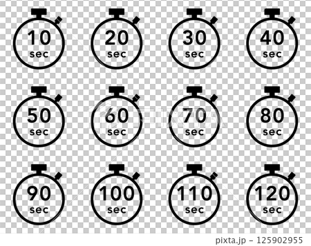 ストップウォッチのアイコンセット（10〜120秒, 10秒間隔） 125902955