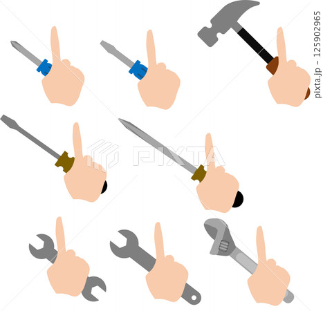 工具を手に持つグラフィック素材イラスト 工具を手に持つグラフィック素材イラスト 125902965
