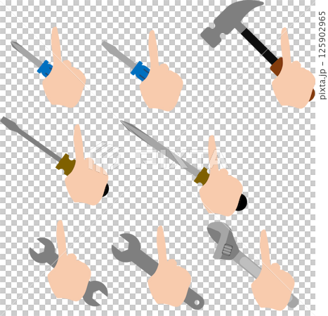 工具を手に持つグラフィック素材イラスト 工具を手に持つグラフィック素材イラスト 125902965