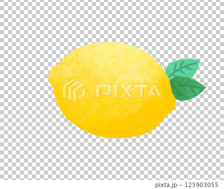 葉っぱのついたフレッシュなレモンのイラスト 125903055