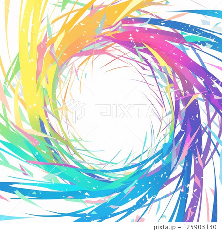 鮮やかな色の細い線が渦巻くエネルギッシュな抽象デジタルアート 125903130