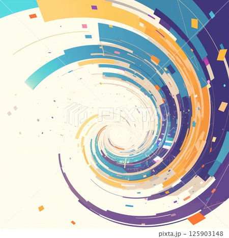 幾何学的パターンが描くカラフルな螺旋トンネルの抽象アート 125903148