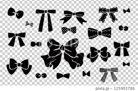 手繪絲帶設定剪影 125903788