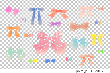 手繪絲帶套裝，色彩鮮豔 125903789