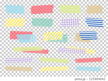 可愛圖案的遮蔽膠帶插圖集 125904042