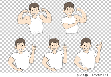 Muscular handsome man pose variation set 4 Muscular handsome man pose variation set 4 125904131