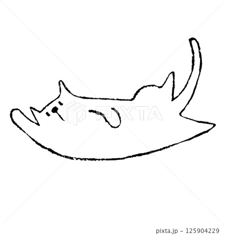 猫の手描きイラスト　じゃれる 125904229