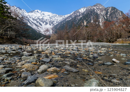 Kamikochi, It is a remote mountainous highland valley within the Hida Mountains range, in the western region of Nagano Prefecture, Japan. 125904827