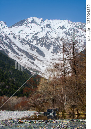 Kamikochi, It is a remote mountainous highland valley within the Hida Mountains range, in the western region of Nagano Prefecture, Japan. 125904829