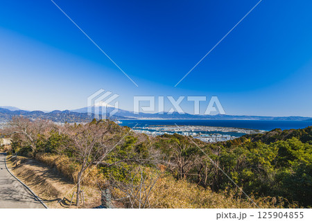静岡市にある冬の晴れた日の日本平の風景(静岡県) 静岡市にある冬の晴れた日の日本平の風景(静岡県) 125904855