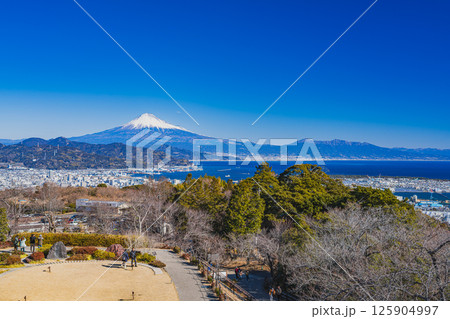 静岡市にある冬の晴れた日の日本平夢テラス展望回廊から見た風景(静岡県) 125904997