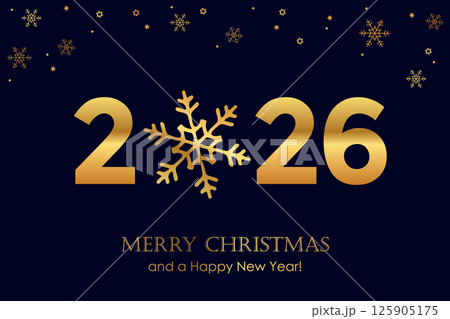 happy new year 2026 typography with snowflakes vector illustration happy new year 2026 typography with snowflakes vector illustration 125905175
