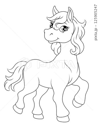Horse Cartoon Cute Animal Character Illustration 125905247