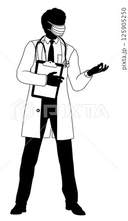 Doctor Man and Clipboard Medical Silhouette Person Doctor Man and Clipboard Medical Silhouette Person 125905250