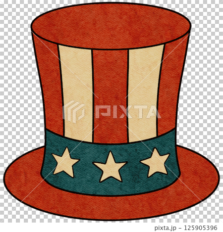 Retro Uncle Sam Hat, 4th of July Cartoon PNG Element 125905396