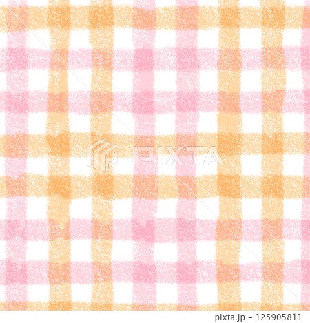 Pink Orange Plaid Gingham Check Hand Drawn Background Pattern Overlay Pink Orange Plaid Gingham Check Hand Drawn Background Pattern Overlay 125905811